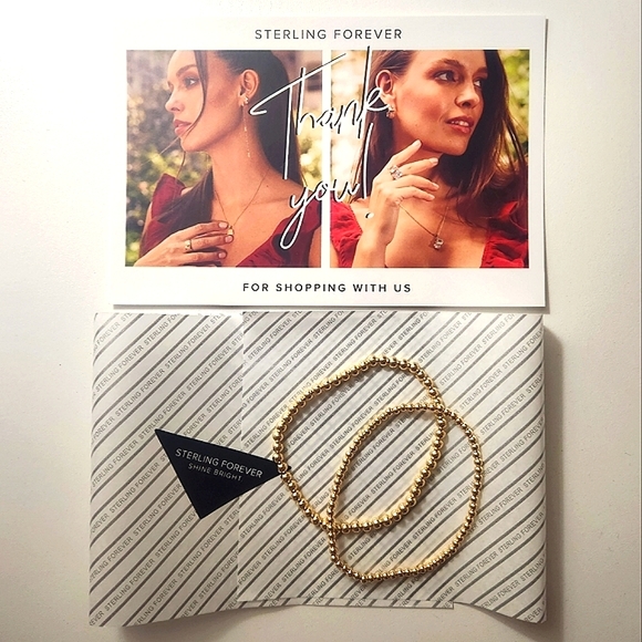 🔥FINAL💲⬇️Sterling Forever 14K Gold Plate Beaded Bracelet Set Of 2 ~ NWT - Picture 6 of 6